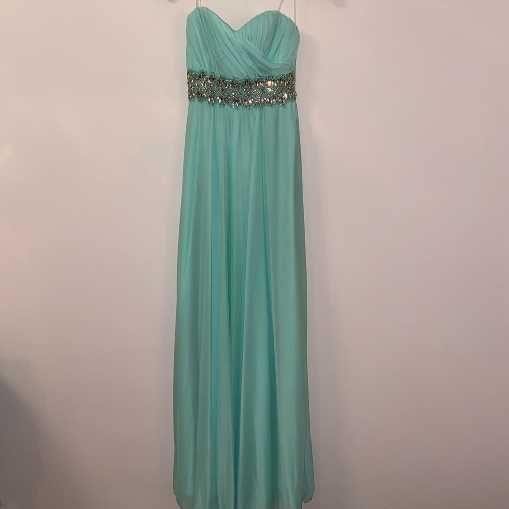 Sequin Hearts Green Beaded Strapless Dress Size 3 nwt